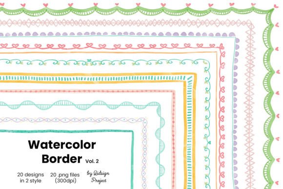 20 Doodle Watercolor Border, Decorative: Elevate Your Designs