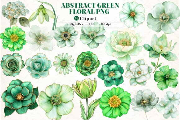 Abstract Green Watercolor Floral Clipart: A Designer's Fresh Resource