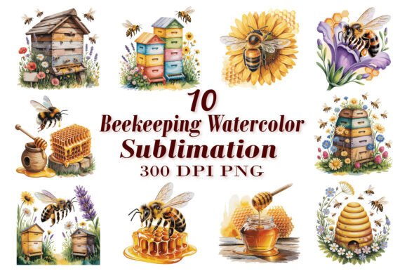 Beekeeping Watercolor Sublimation PNG: Creative Designs