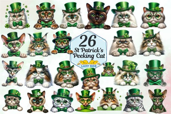 Charming St Patrick's Day Peeking Cats Clipart for Creative Projects
