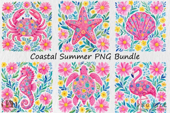 Coastal Summer PNG Bundle: Fresh Design Elements