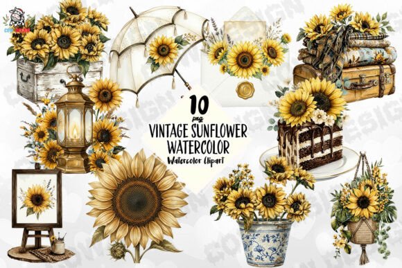 Designing with Character: The Vintage Sunflower Watercolor PNG