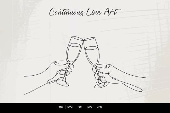 Elegant Celebrations: The Versatility of Cheers Glasses Line Art SVG
