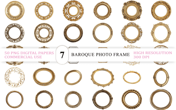 Elegant Round Gold Border Photo Frame: A Designer's Toolkit