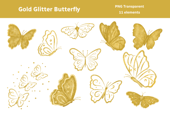Elevate Your Projects with Gold Glitter Butterfly