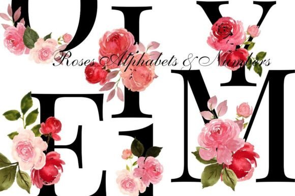 Floral Alphabet Letters & Numbers PNG: Elegant Design Assets
