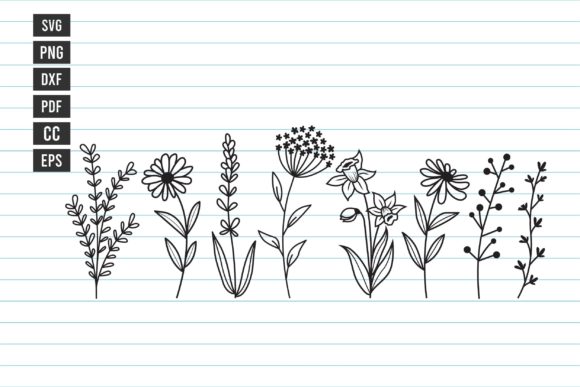 Flowers Svg Wildflower Svg Cut Files: A Hand-Drawn Asset for Your Projects