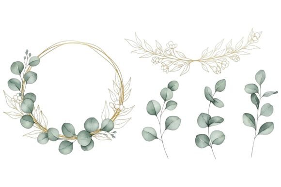 Gold Eucalyptus Wreath Floral Set: A Touch of Natural Sophistication