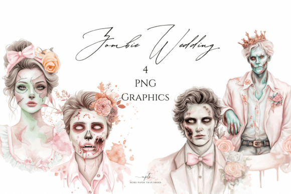 Gothic Bride & Groom Illustrations: Undead Elegance
