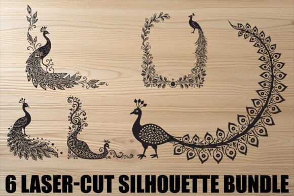 Peacock Laser-Cut Silhouette Bundle: Elegant Craft Files