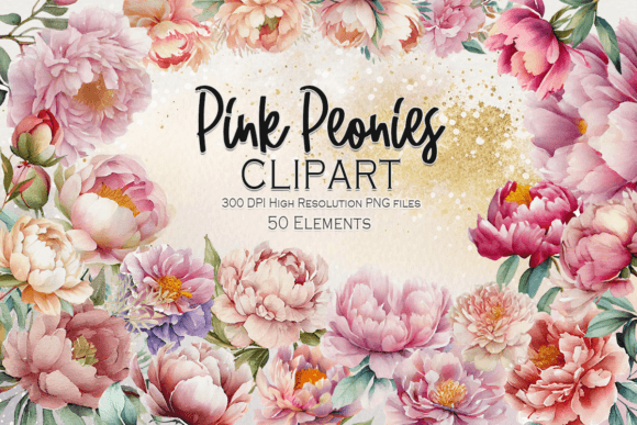 Pink Peonies Clipart: A Design Asset for Every Project