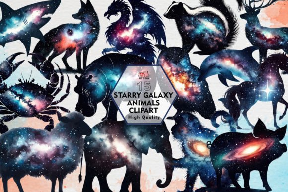 Starry Galaxy Animals Clipart PNG: Cosmic Designs for Your Projects