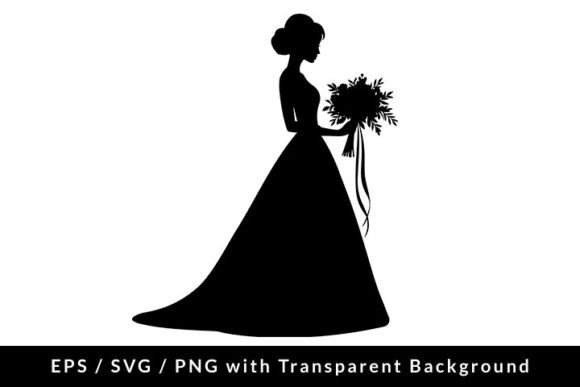 Stunning Bride Silhouette SVG EPS PNG for Wedding Designs