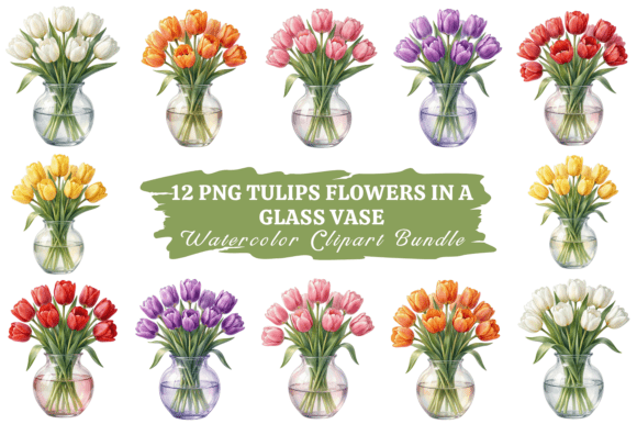 Timeless Floral Elegance: The Tulips Watercolor Clipart Bundle #26