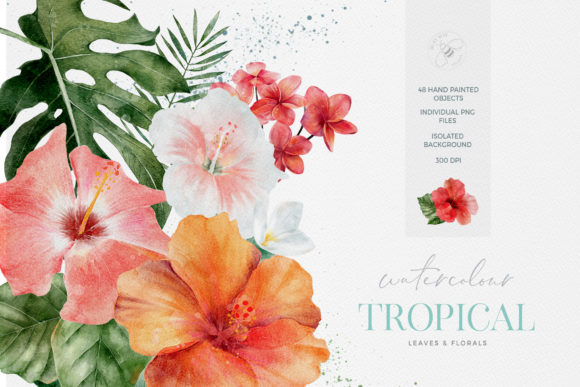 Tropical Flowers Leaves Watercolor: A Vibrant Collection for Creative Projects