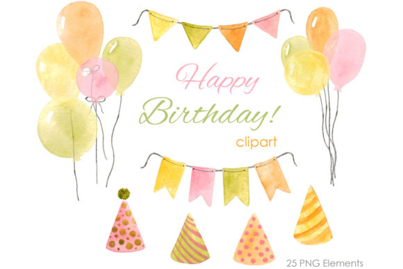 Watercolor Birthday Clipart: Birstday PNG for Creative Projects