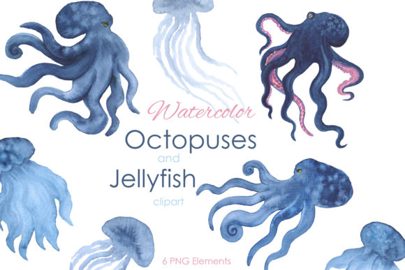 Watercolor Clipart Octopus and Jellyfish: Dive into Whimsical Design