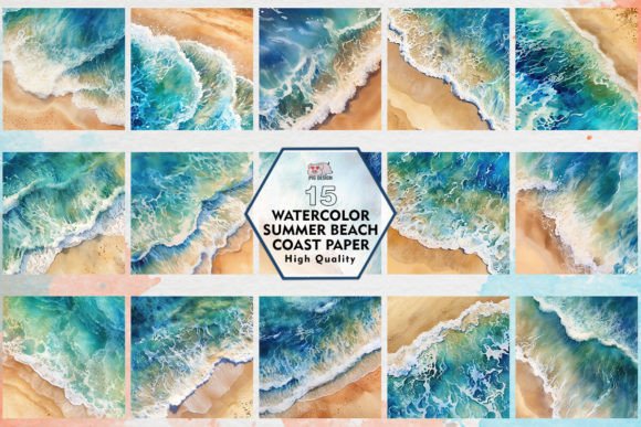 Watercolor Summer Beach Coast Paper: A Creative Asset for Coastal Designs