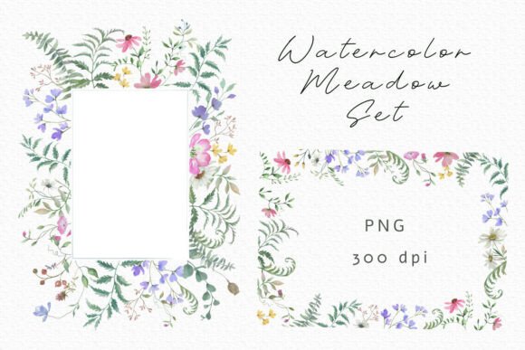 Watercolor Wildflower Meadow Set: A Botanical Design Asset