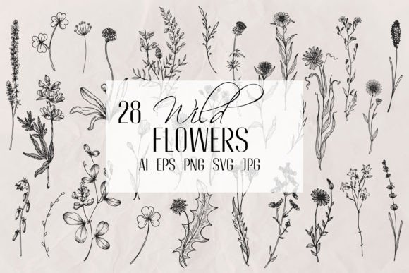 Wildflowers Line Art Vector: The Organic Touch for Modern Design